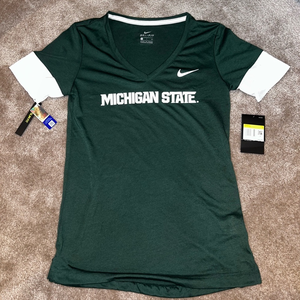 NWT Nike Women’s Michigan State Green Dri-Fit Tee Size Small